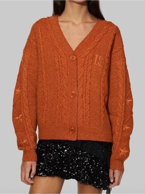 New- Taylor Swift The Life of a Showgirl Cardigan Orange Glitter Shimmer